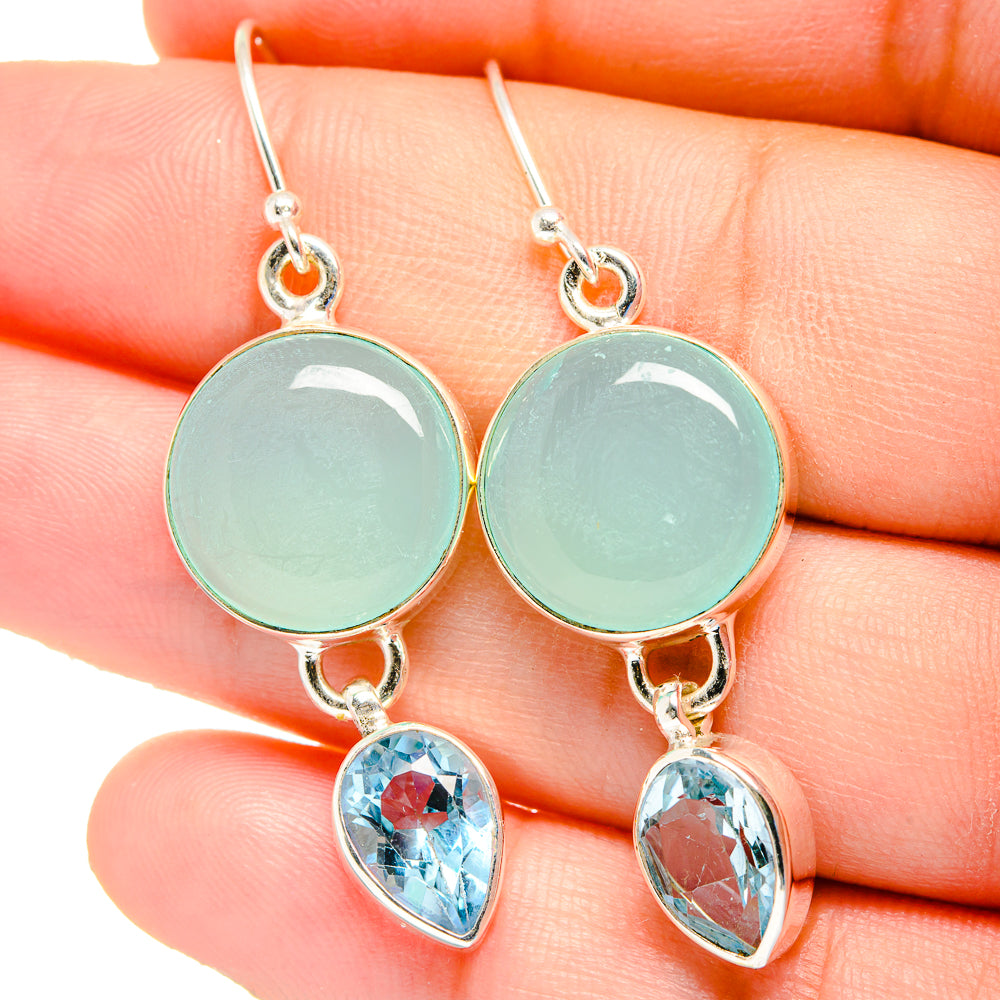Aqua Chalcedony Earrings handcrafted by Anasilvercos - EARR422467