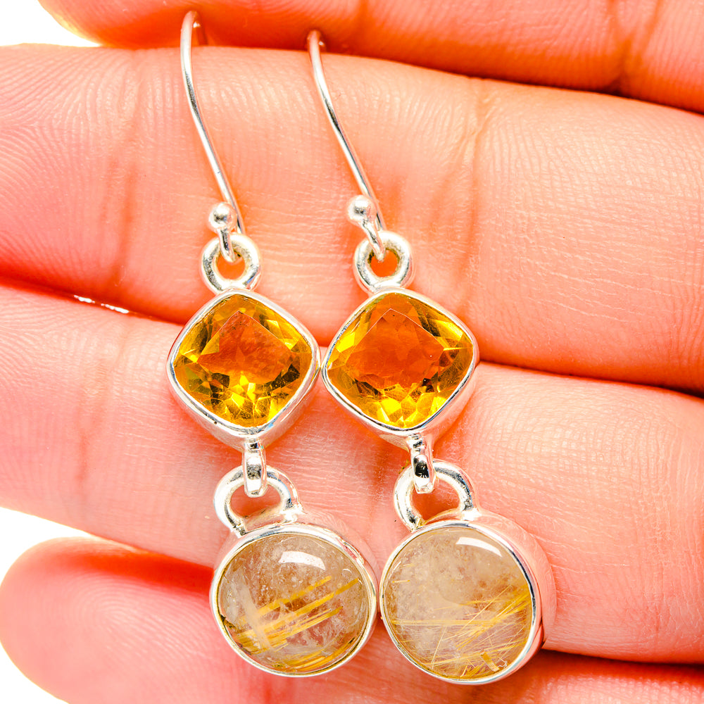 Rutilated Quartz Earrings handcrafted by Anasilvercos - EARR422475