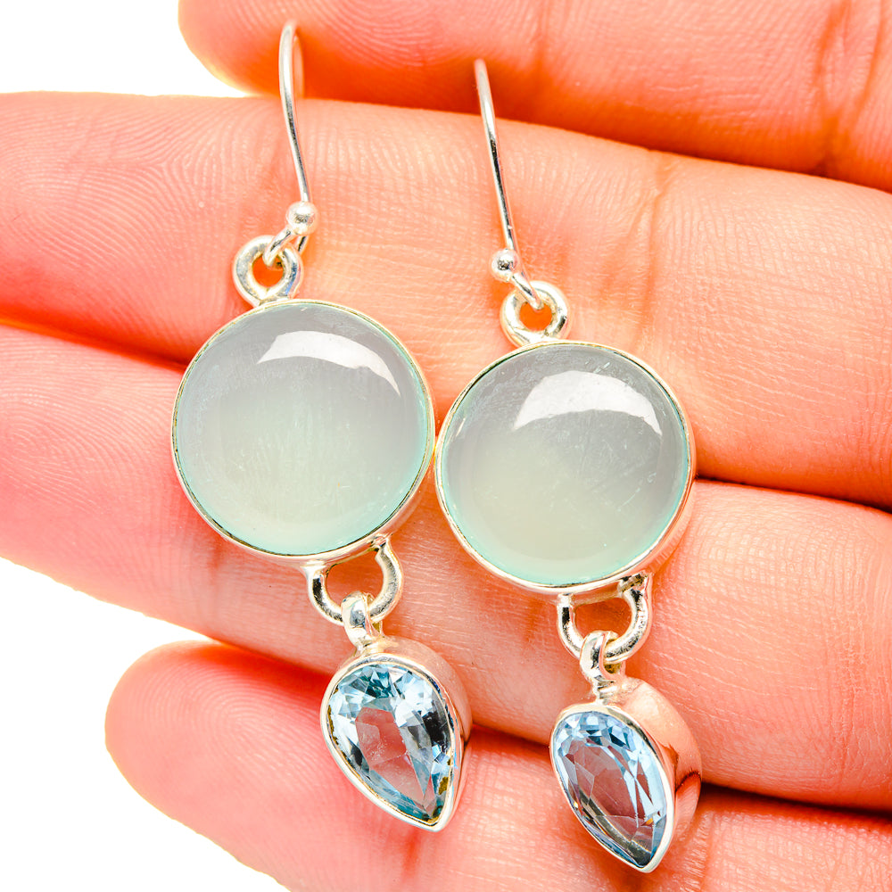 Aqua Chalcedony Earrings handcrafted by Anasilvercos - EARR422480