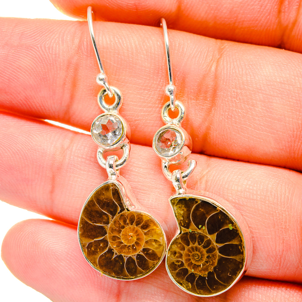 Ammonite Fossil Earrings handcrafted by Anasilvercos - EARR422483