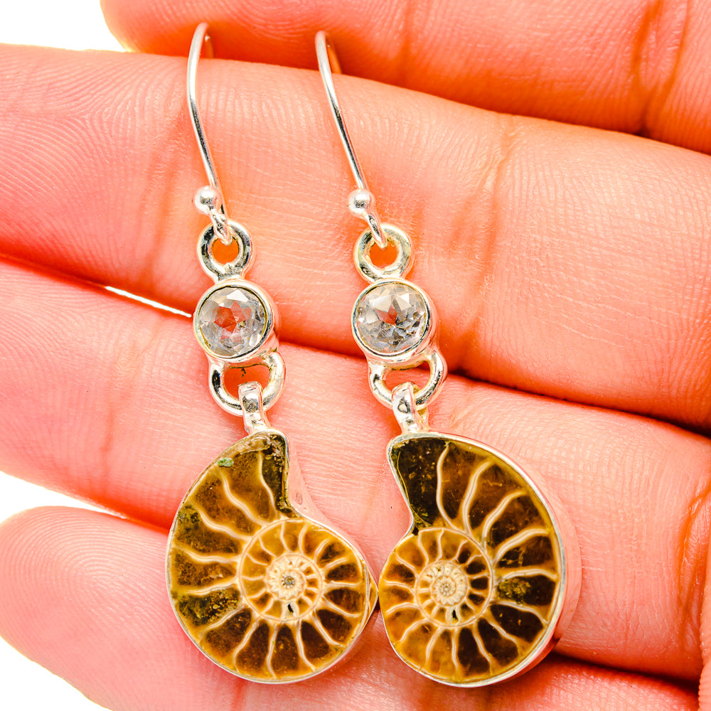 Ammonite Fossil Earrings handcrafted by Anasilvercos - EARR422485