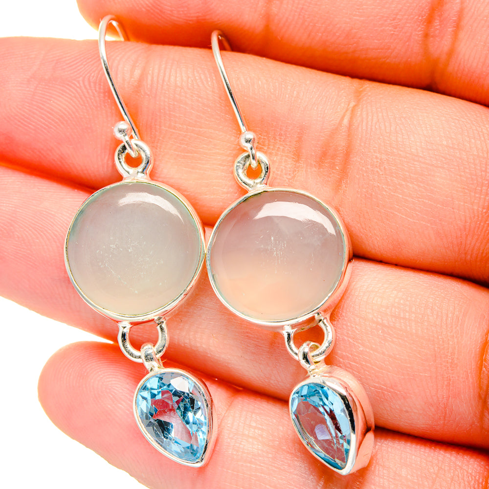 Aqua Chalcedony Earrings handcrafted by Anasilvercos - EARR422491