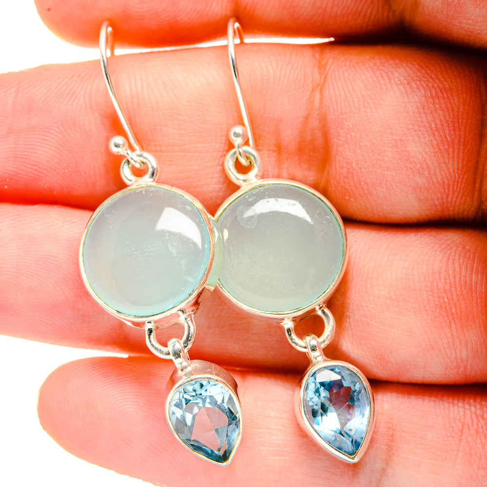 Aqua Chalcedony Earrings handcrafted by Anasilvercos - EARR422494