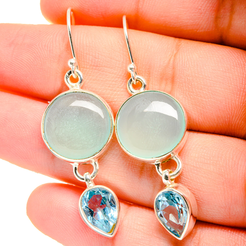 Aqua Chalcedony Earrings handcrafted by Anasilvercos - EARR422503
