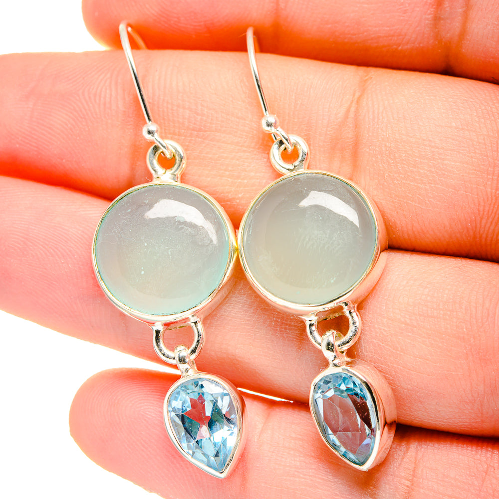 Aqua Chalcedony Earrings handcrafted by Anasilvercos - EARR422506
