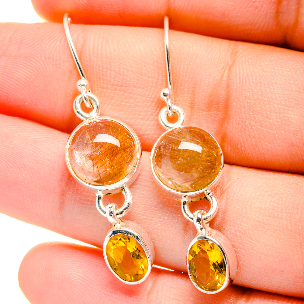 Rutilated Quartz Earrings handcrafted by Anasilvercos - EARR422508