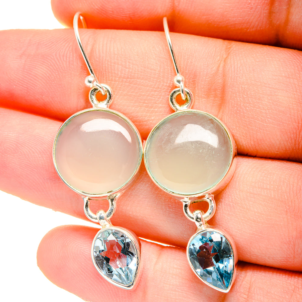 Aqua Chalcedony Earrings handcrafted by Anasilvercos - EARR422510