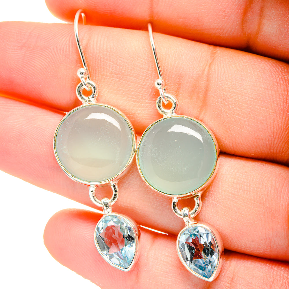 Aqua Chalcedony Earrings handcrafted by Anasilvercos - EARR422512