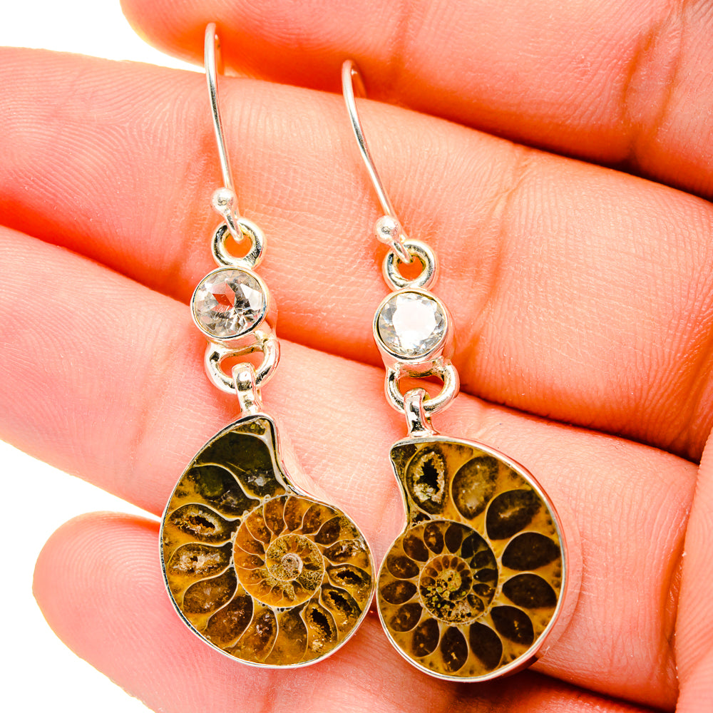 Ammonite Fossil Earrings handcrafted by Anasilvercos - EARR422513