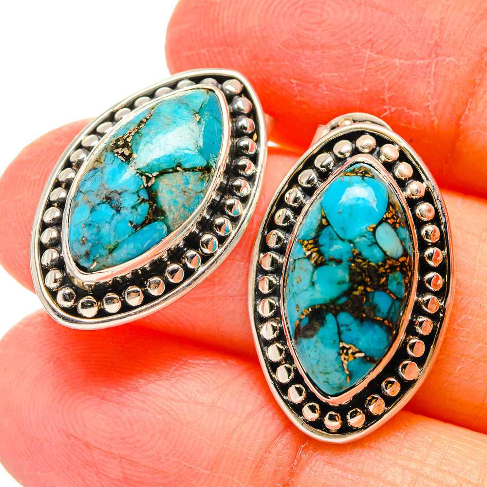 Blue Copper Turquoise Earrings handcrafted by Anasilvercos - EARR422514
