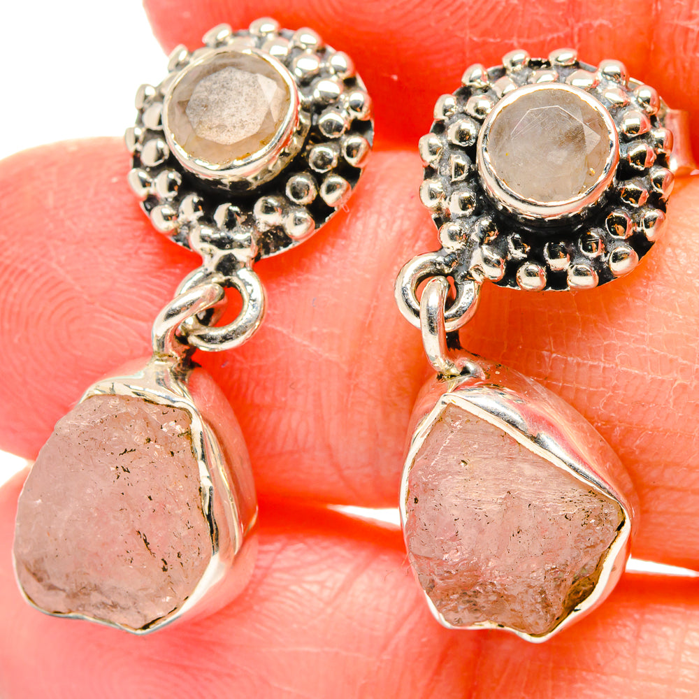 Rose Quartz Earrings handcrafted by Anasilvercos - EARR422523