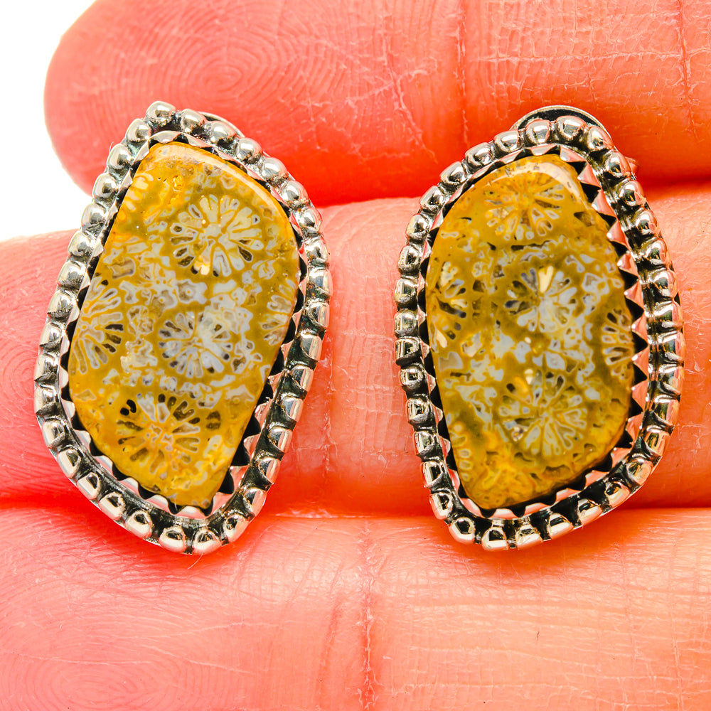 Fossil Coral Earrings handcrafted by Anasilvercos - EARR422539