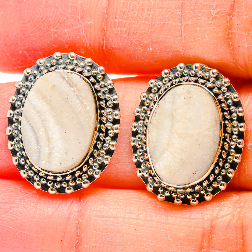 White Druzy Earrings handcrafted by Anasilvercos - EARR422542