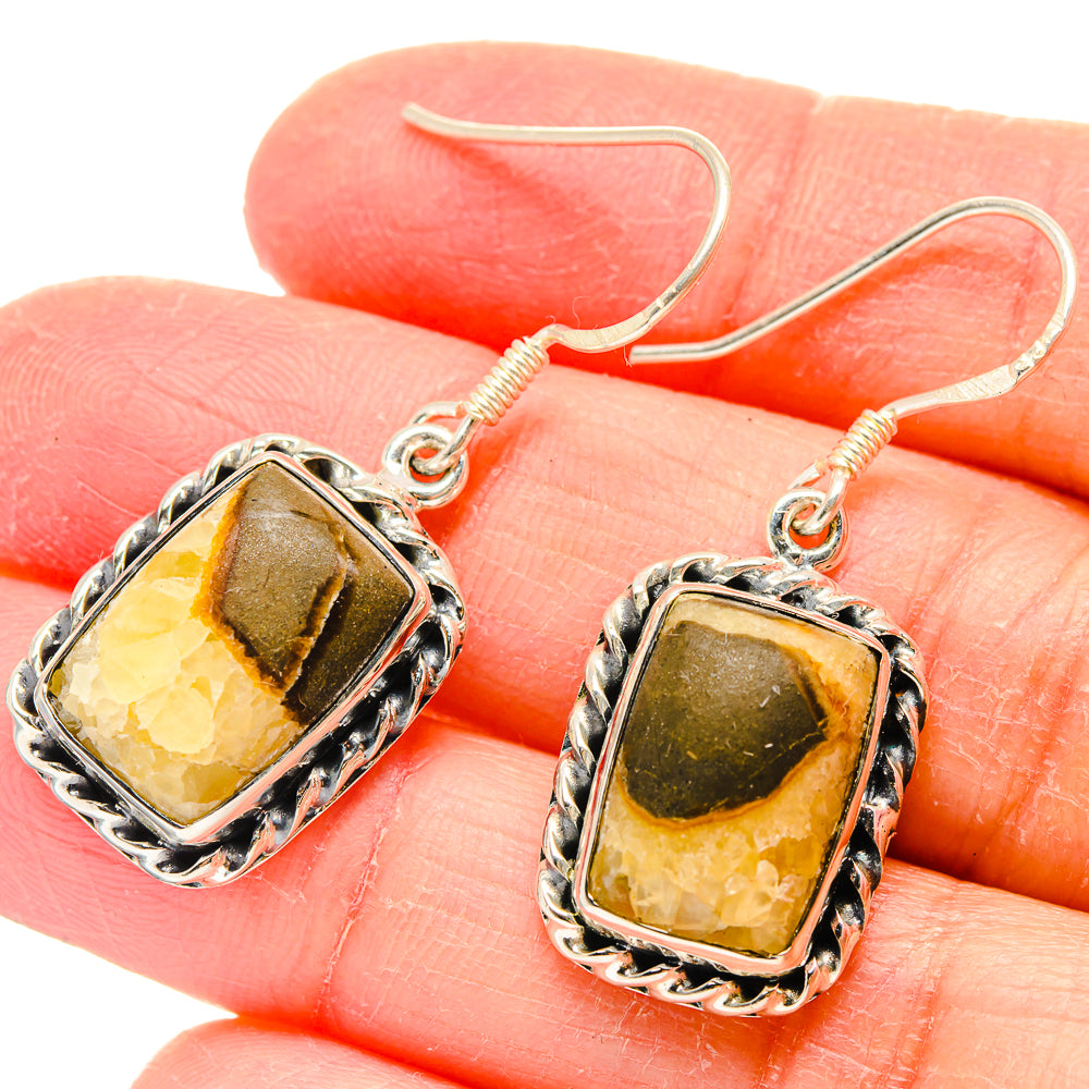 Septarian Nodule Earrings handcrafted by Anasilvercos - EARR422552