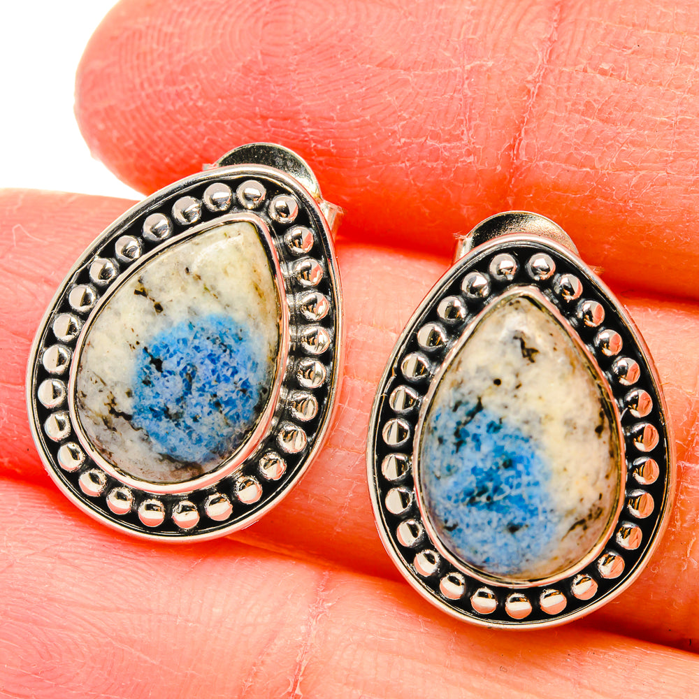 K2 Blue Azurite Earrings handcrafted by Anasilvercos - EARR422573