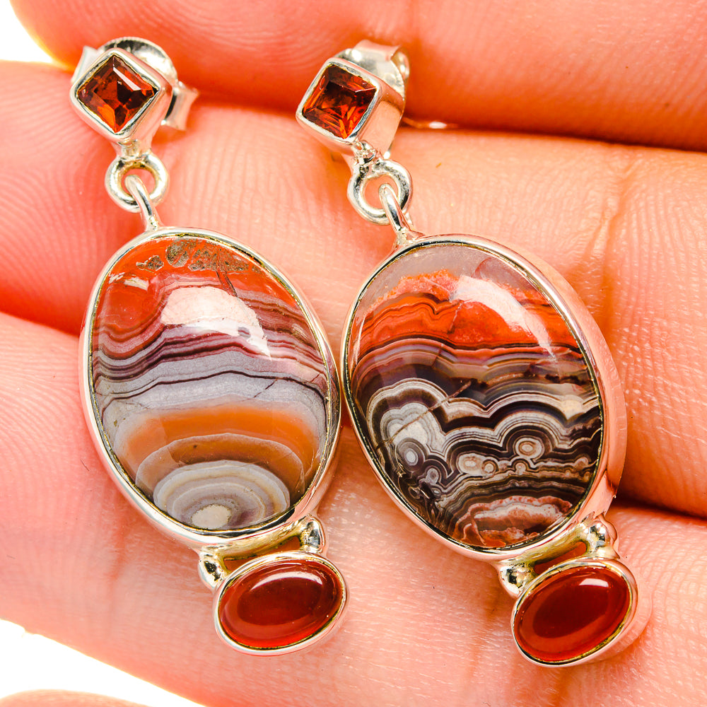 Crazy Lace Agate Earrings handcrafted by Anasilvercos - EARR422601