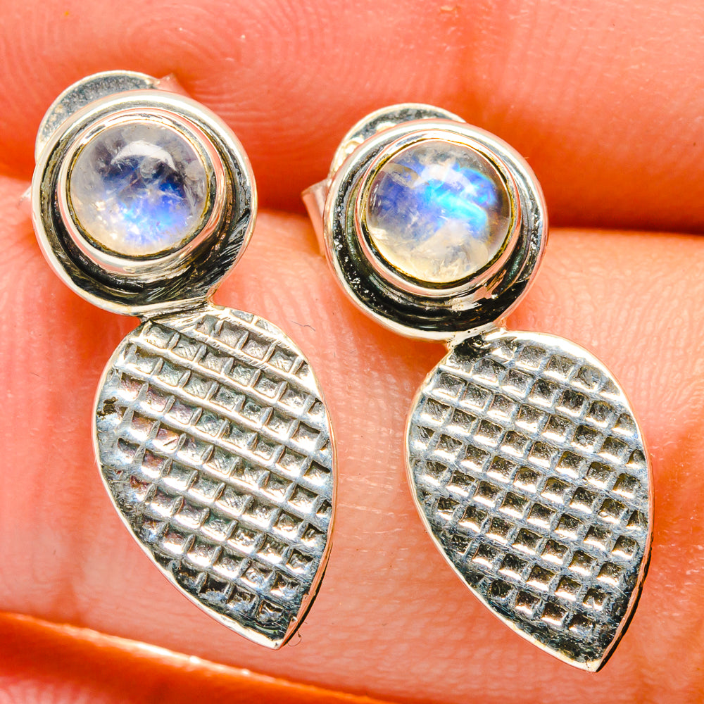 Rainbow Moonstone Earrings handcrafted by Anasilvercos - EARR422612
