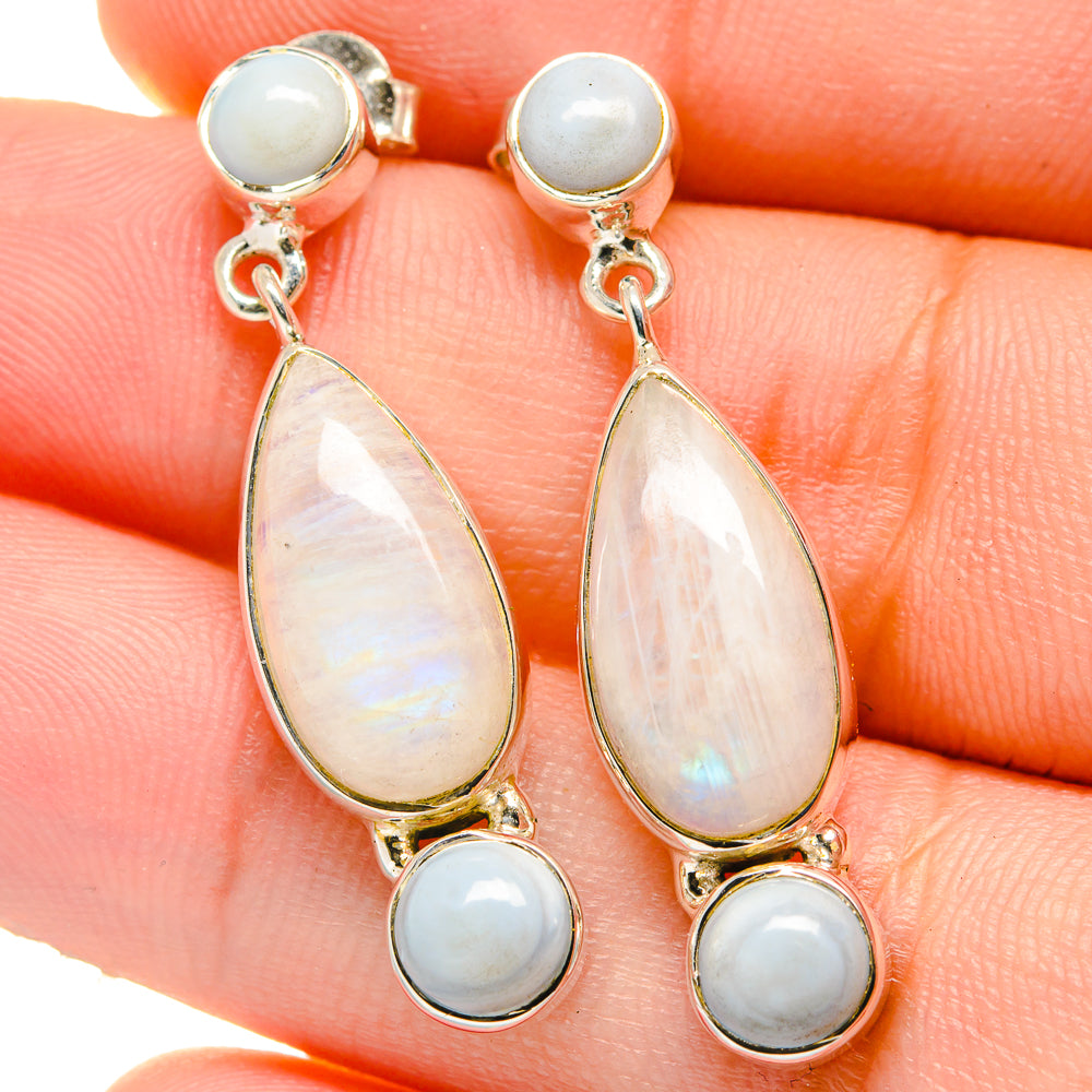 Rainbow Moonstone Earrings handcrafted by Anasilvercos - EARR422622