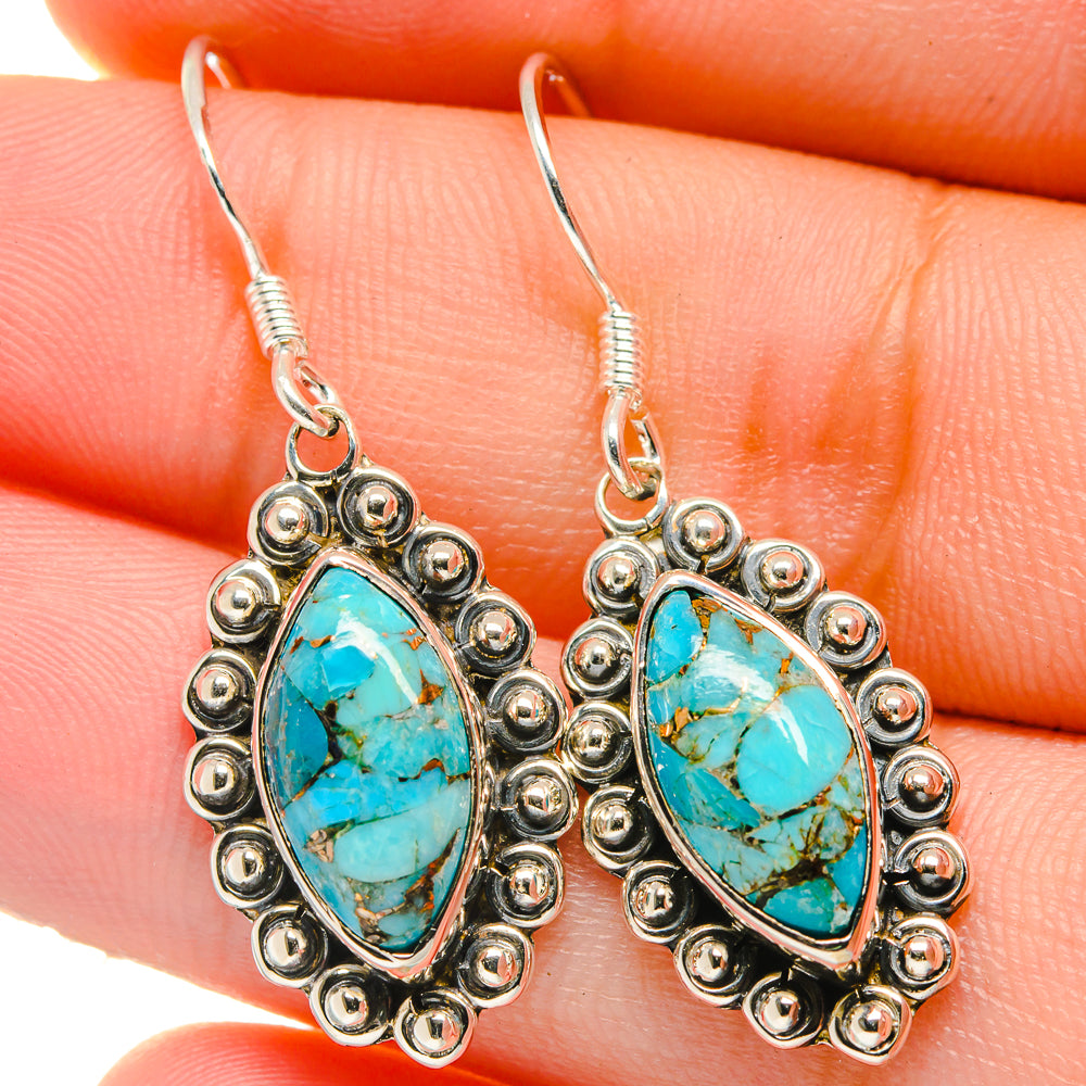 Blue Copper Composite Turquoise Earrings handcrafted by Anasilvercos - EARR422631
