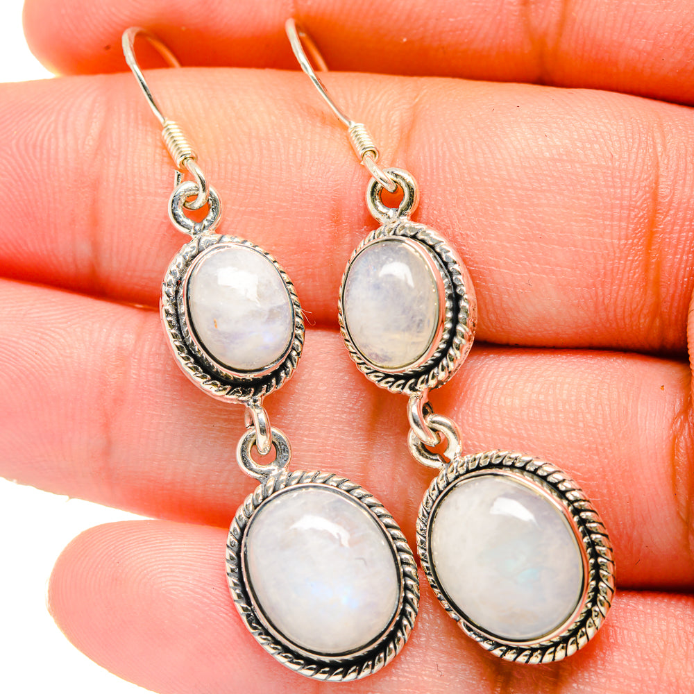 Rainbow Moonstone Earrings handcrafted by Anasilvercos - EARR422638
