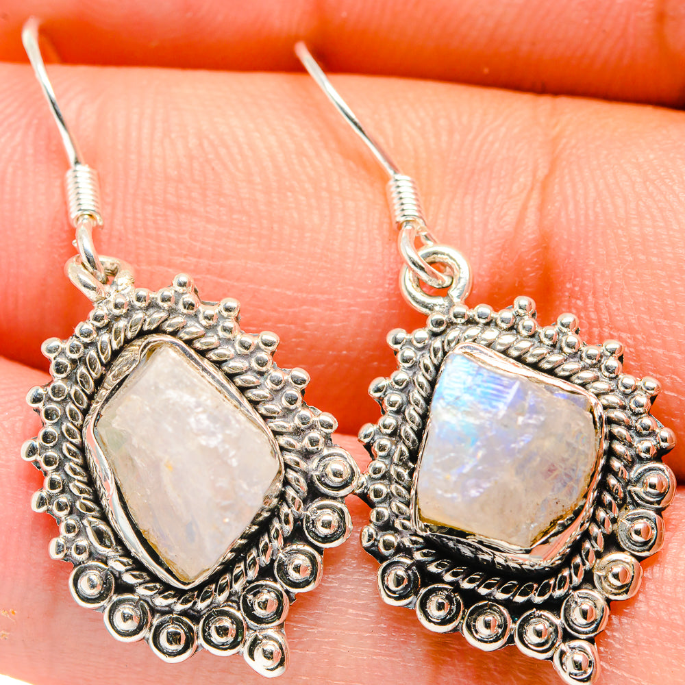 Rainbow Moonstone Earrings handcrafted by Anasilvercos - EARR422639