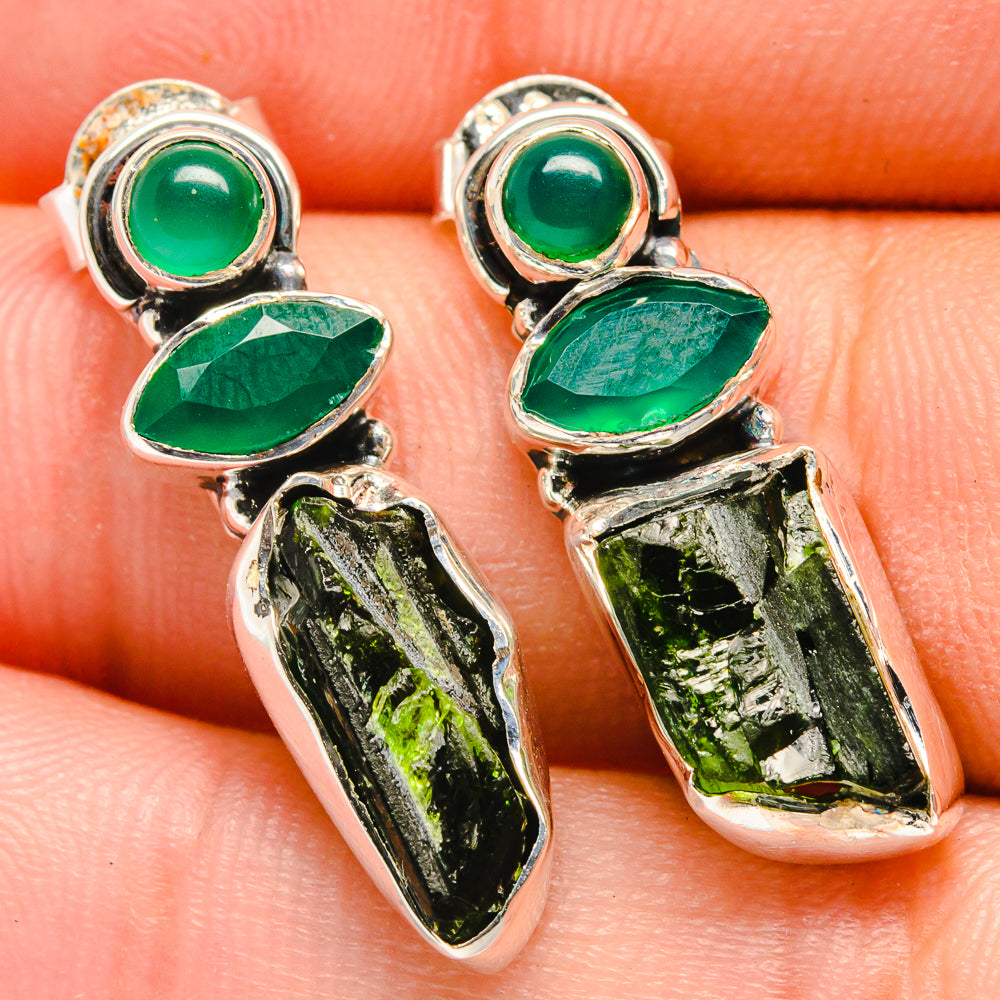 Chrome Diopside Earrings handcrafted by Anasilvercos - EARR422652