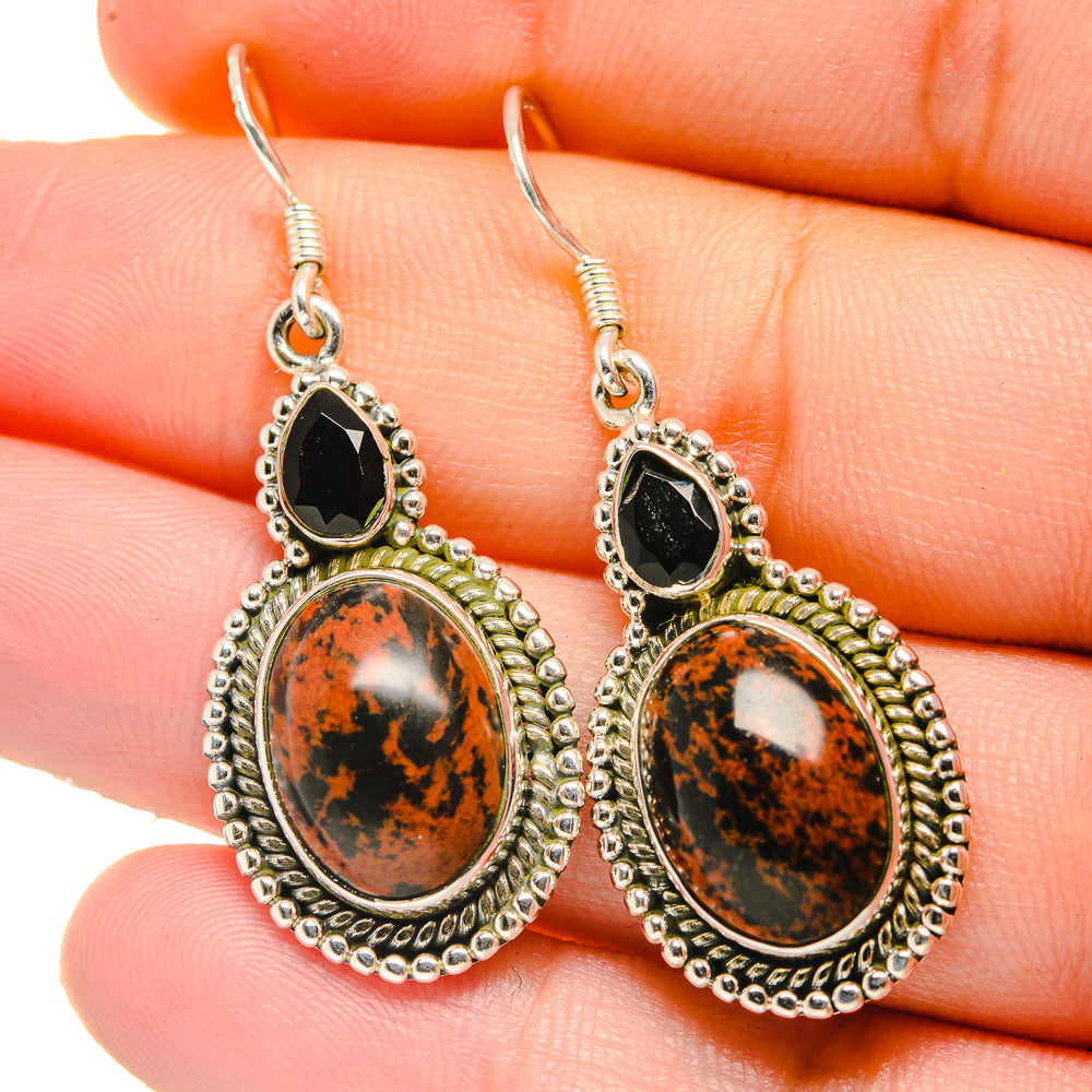 Mahogany Obsidian Earrings handcrafted by Anasilvercos - EARR422664