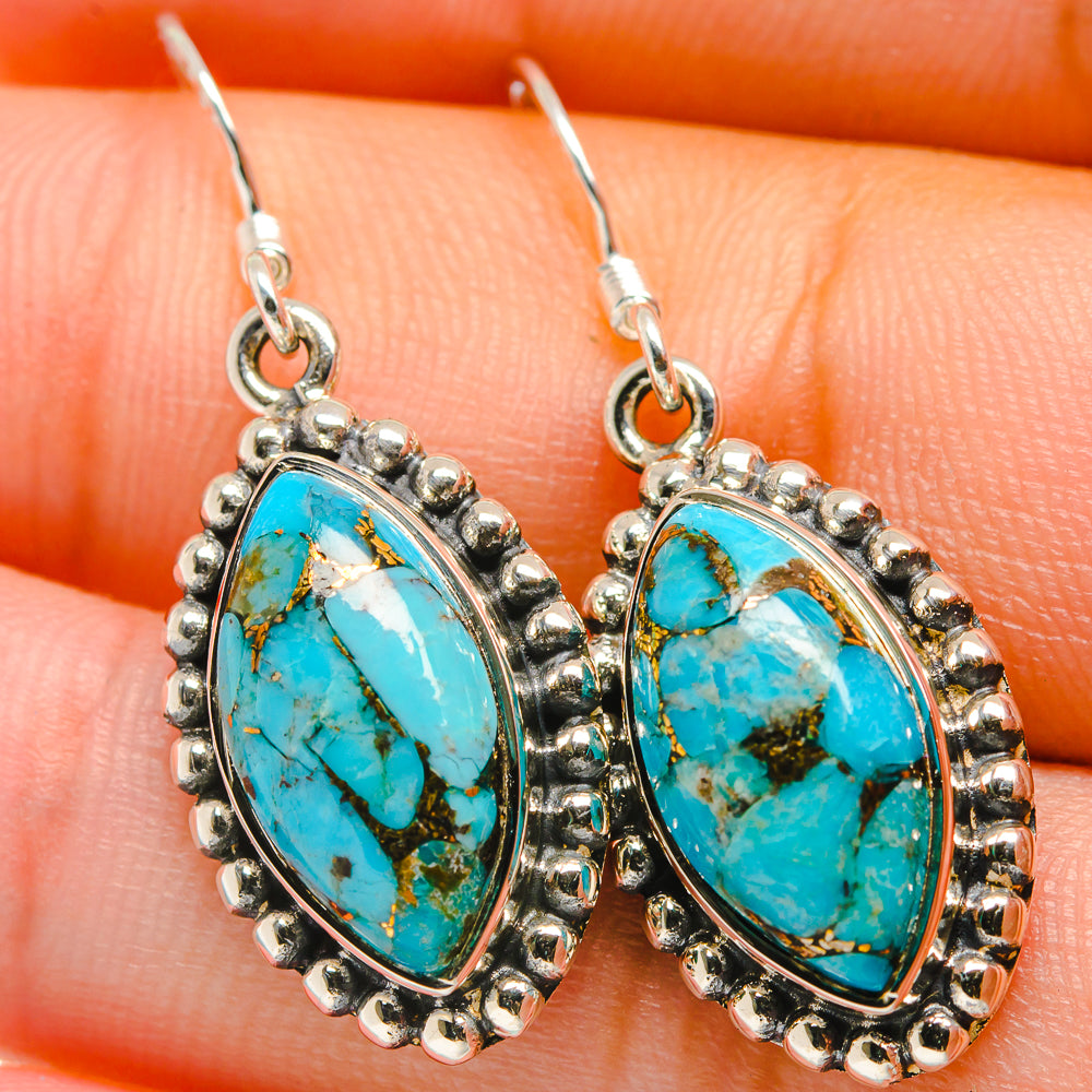 Blue Copper Composite Turquoise Earrings handcrafted by Anasilvercos - EARR422669