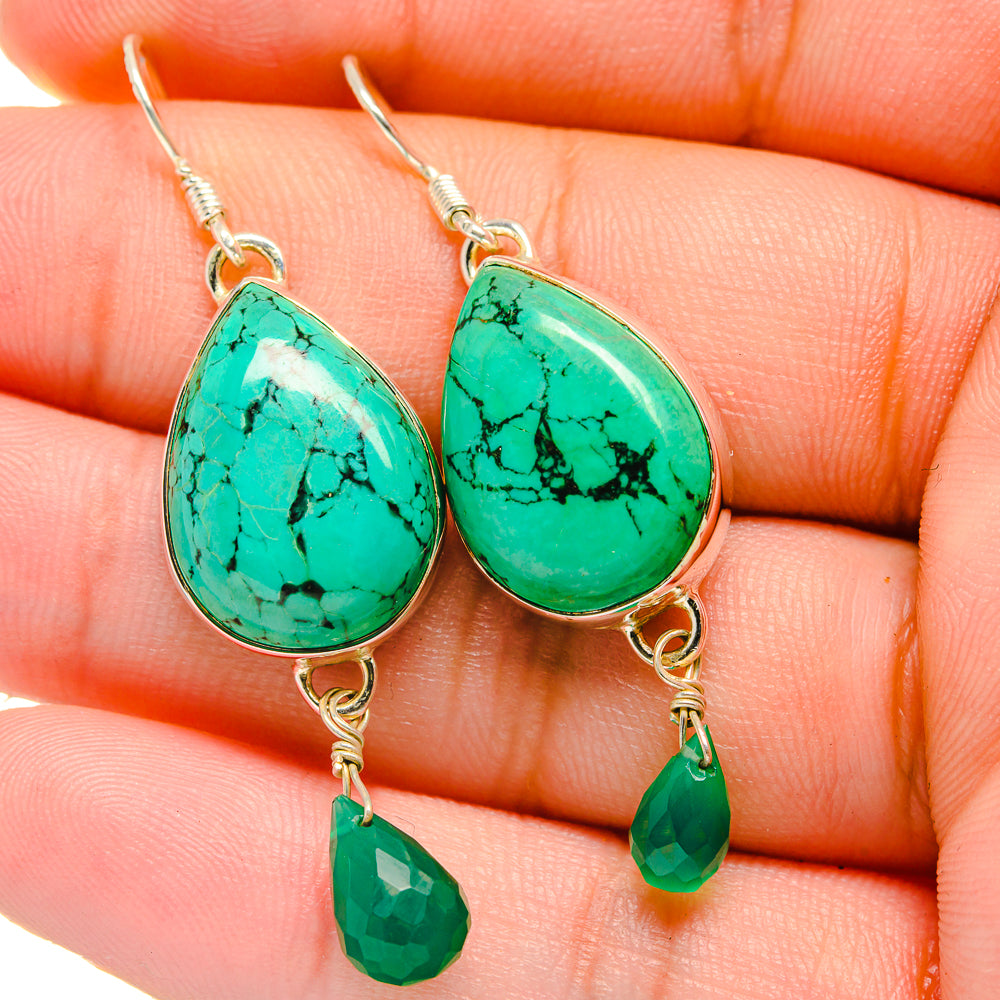 Tibetan Turquoise Earrings handcrafted by Anasilvercos - EARR422679