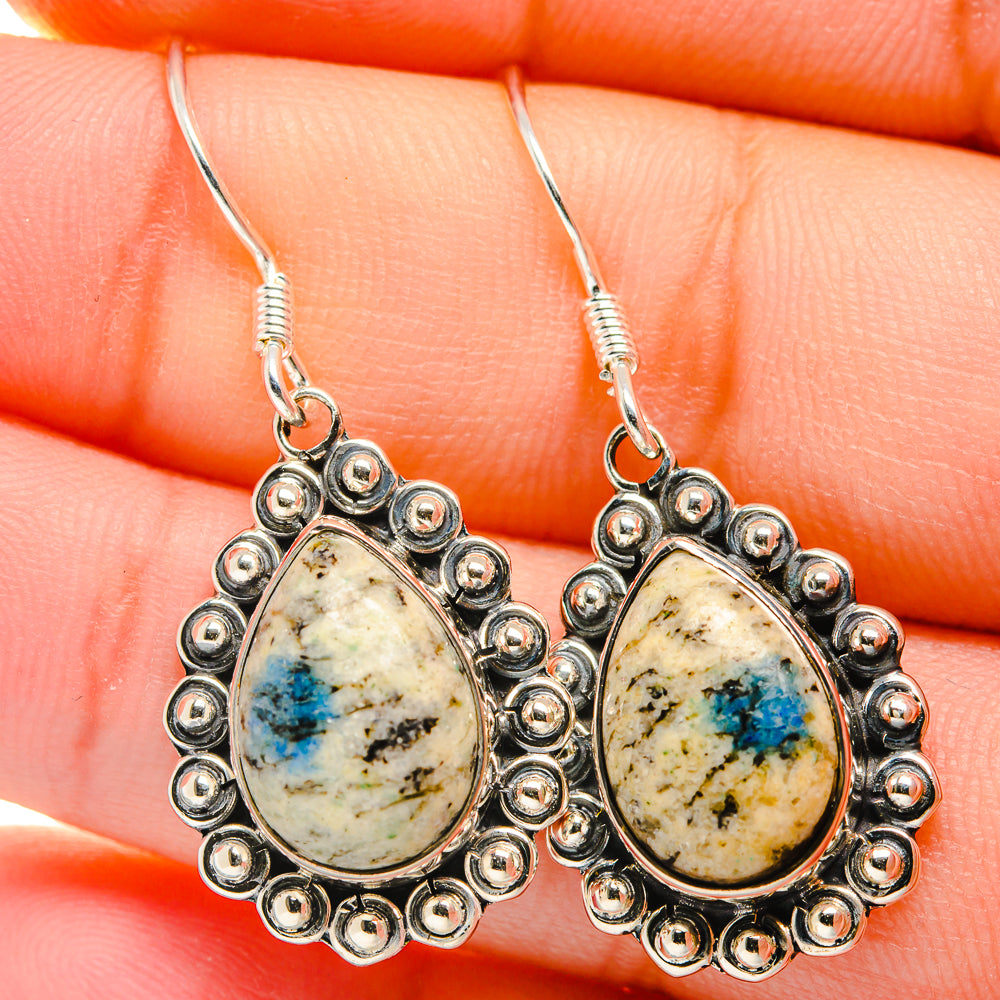 K2 Blue Azurite Earrings handcrafted by Anasilvercos - EARR422685