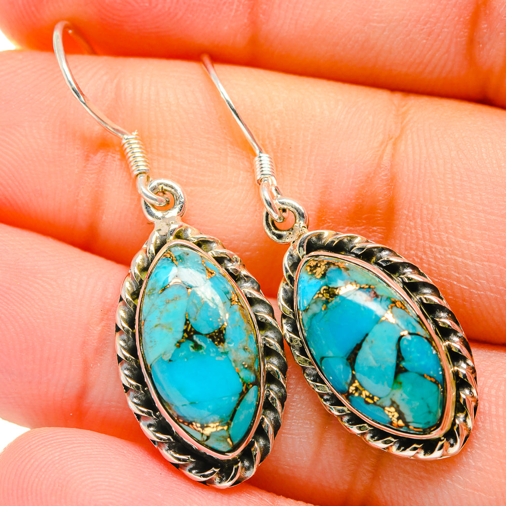 Blue Copper Composite Turquoise Earrings handcrafted by Anasilvercos - EARR422695