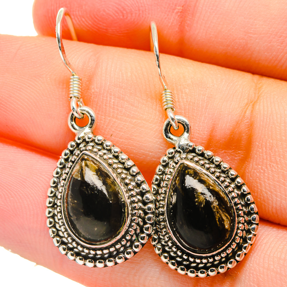 Pyrite In Black Onyx Earrings handcrafted by Anasilvercos - EARR422697