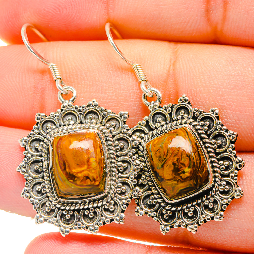 Golden Pietersite Earrings handcrafted by Anasilvercos - EARR422706