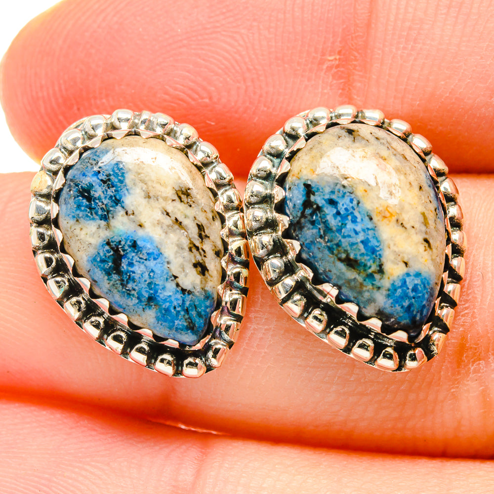 K2 Blue Azurite Earrings handcrafted by Anasilvercos - EARR422711