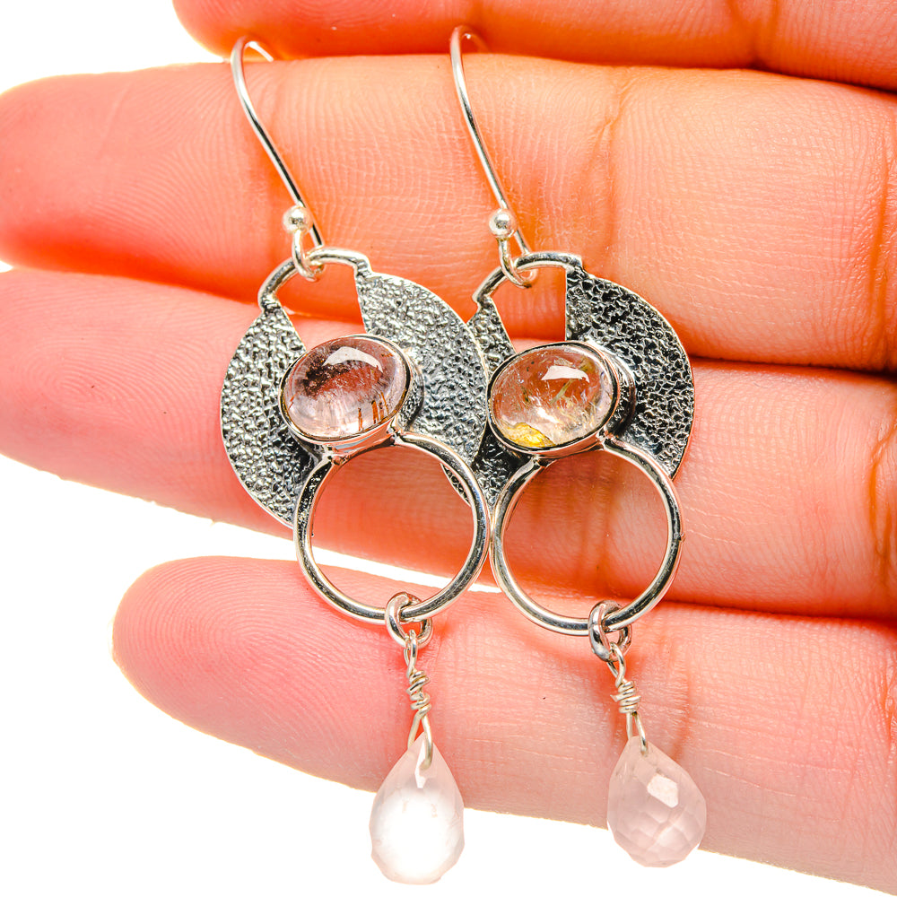 Rose Quartz Earrings handcrafted by Anasilvercos - EARR422721