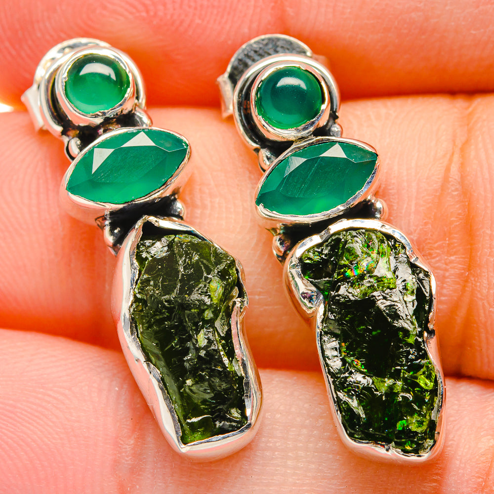 Chrome Diopside Earrings handcrafted by Anasilvercos - EARR422730