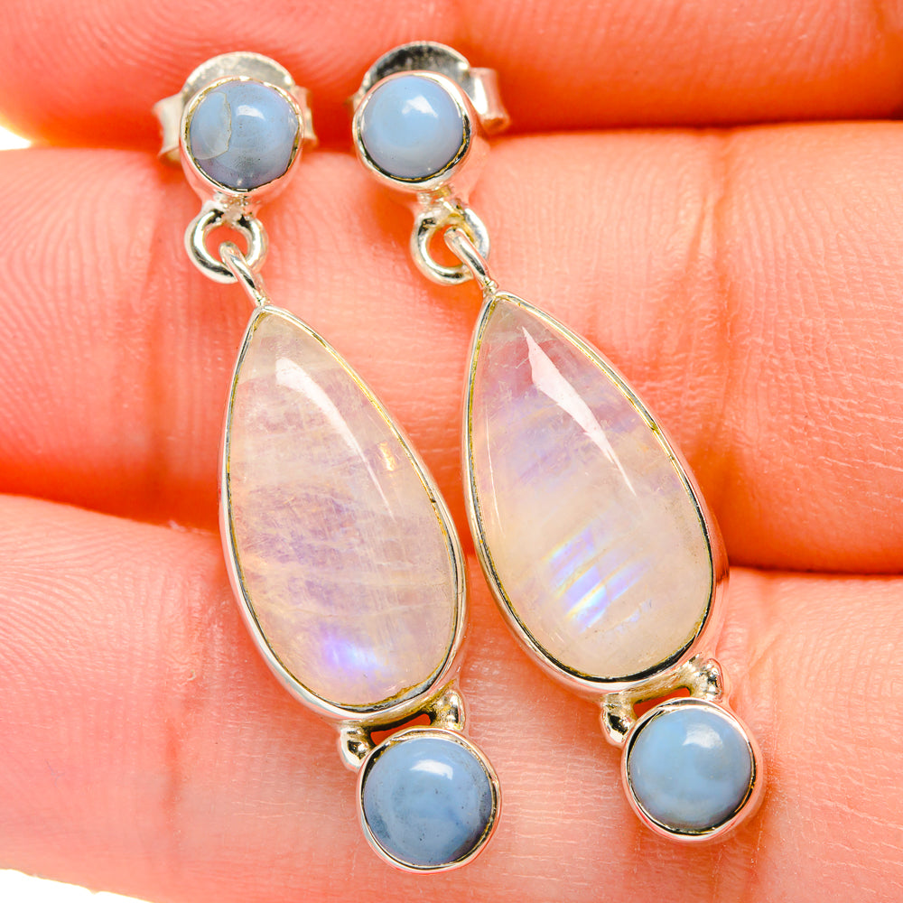 Rainbow Moonstone Earrings handcrafted by Anasilvercos - EARR422738