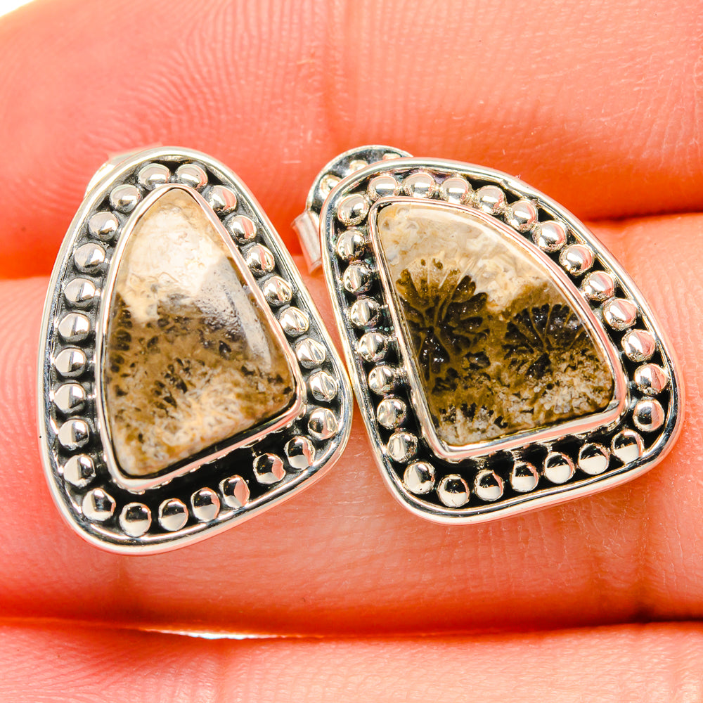 Fossil Coral Earrings handcrafted by Anasilvercos - EARR422745