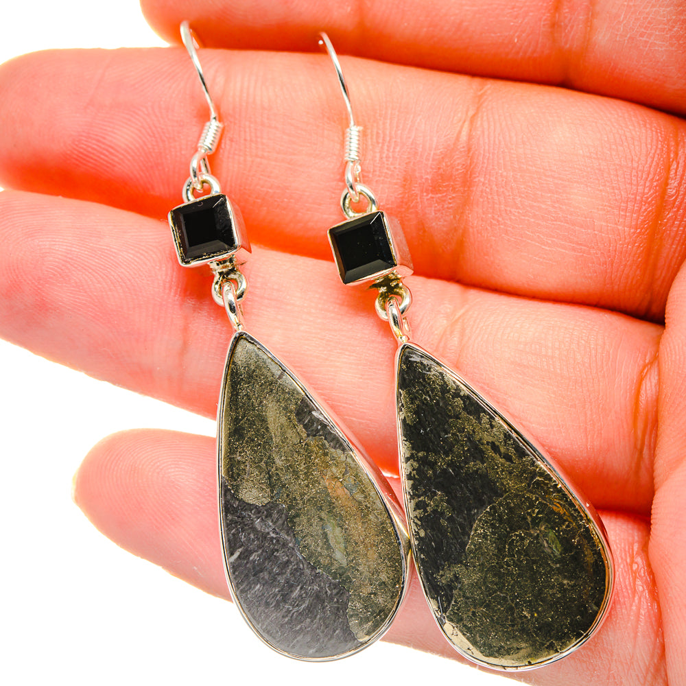 Pyrite Agate Earrings handcrafted by Anasilvercos - EARR422777