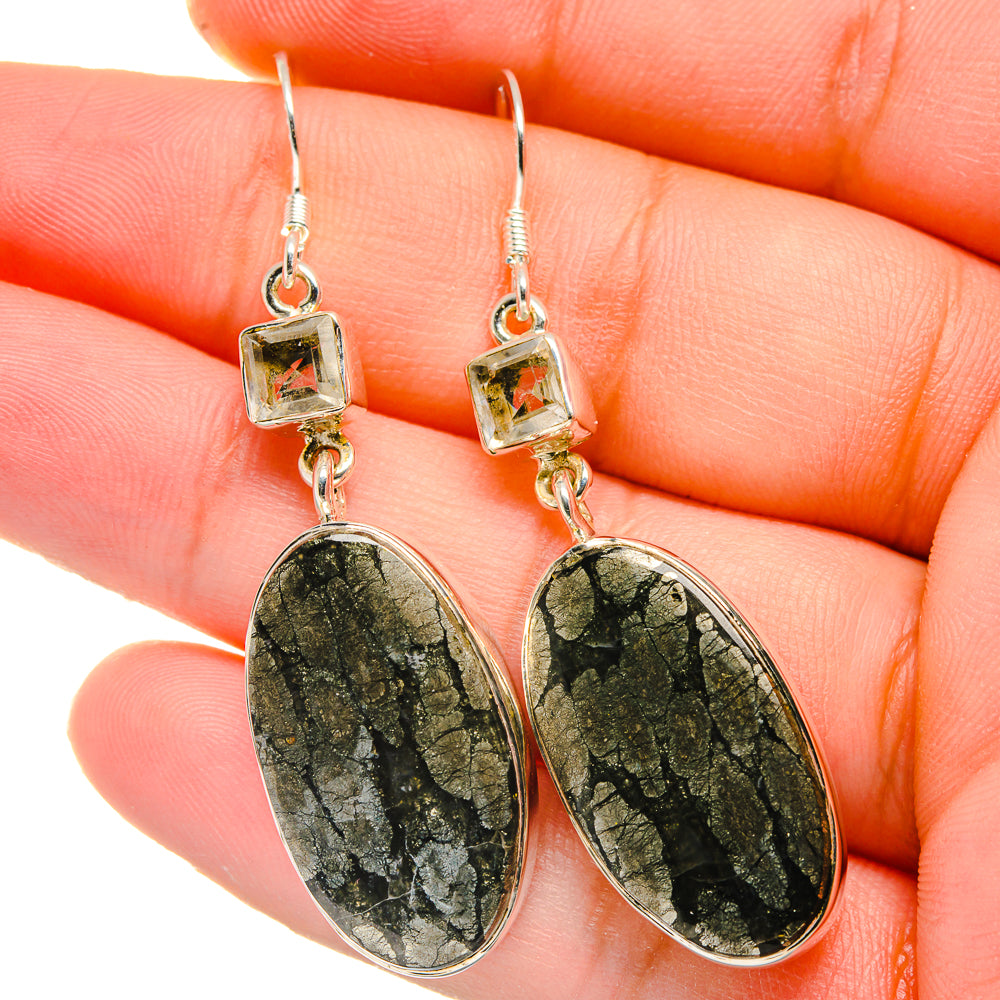 Pyrite Agate Earrings handcrafted by Anasilvercos - EARR422782