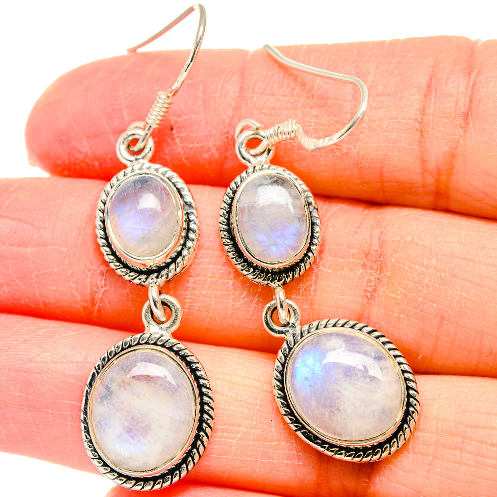 Rainbow Moonstone Earrings handcrafted by Anasilvercos - EARR422783