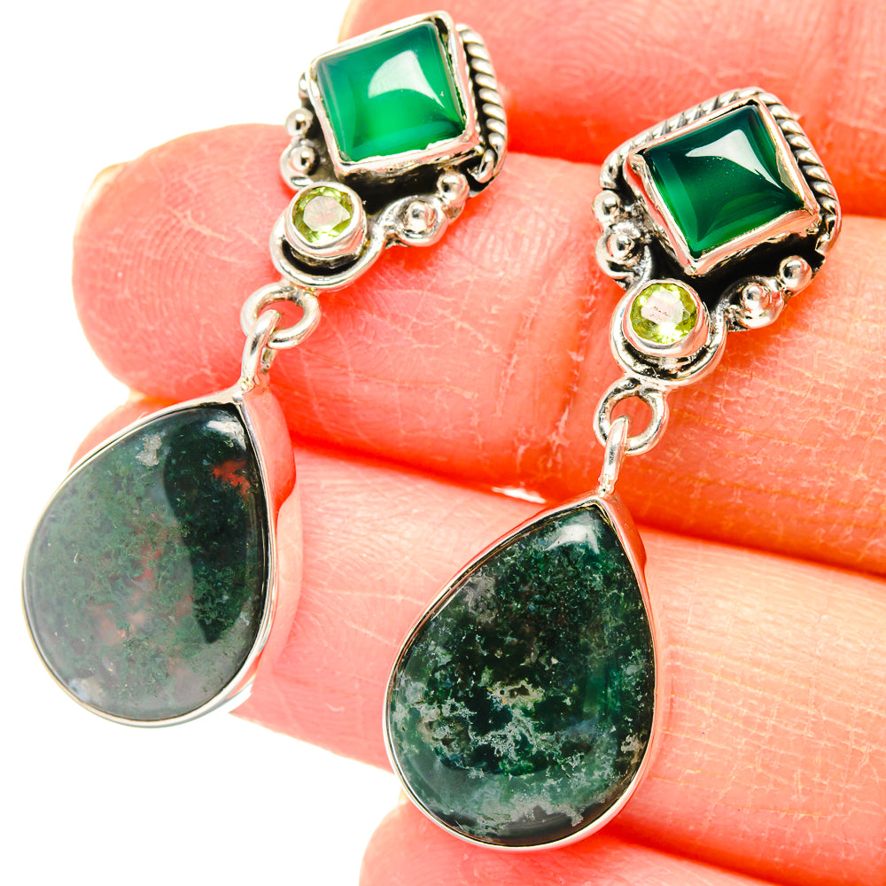 Green Moss Agate Earrings handcrafted by Anasilvercos - EARR422812
