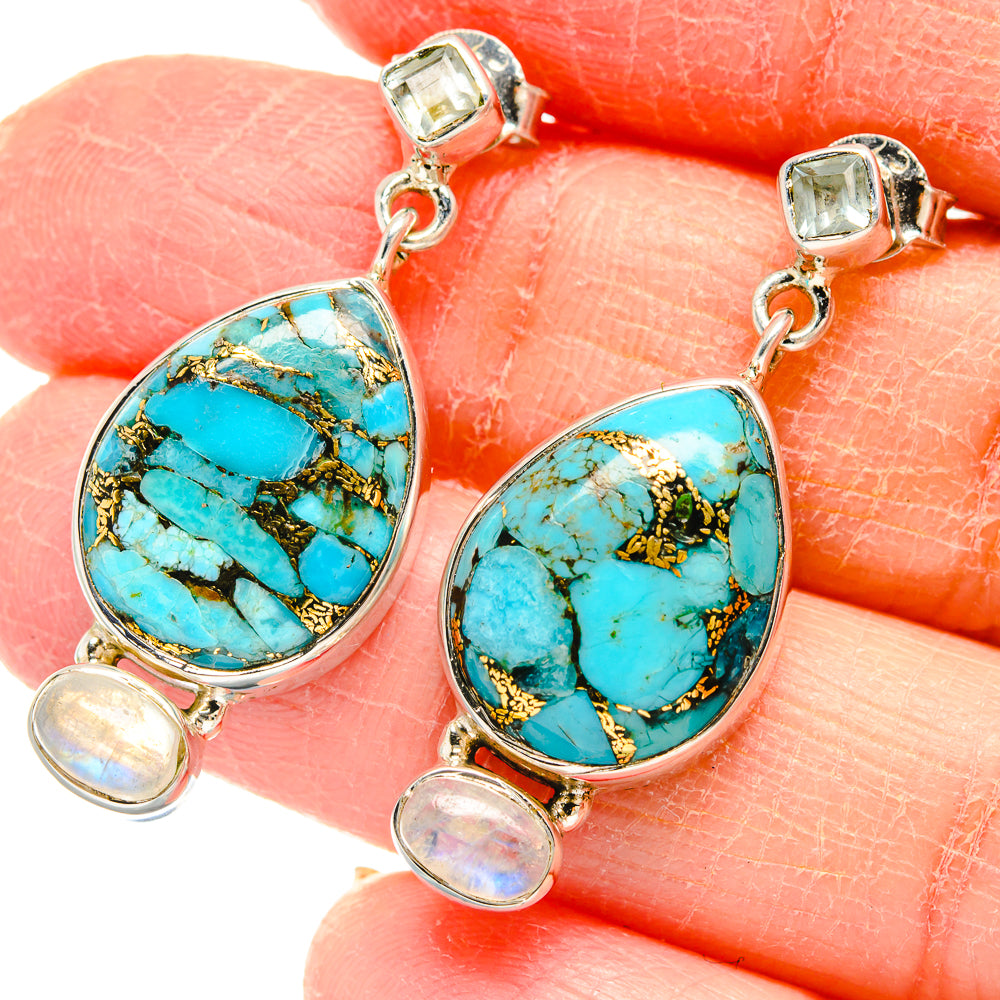 Blue Copper Composite Turquoise Earrings handcrafted by Anasilvercos - EARR422815
