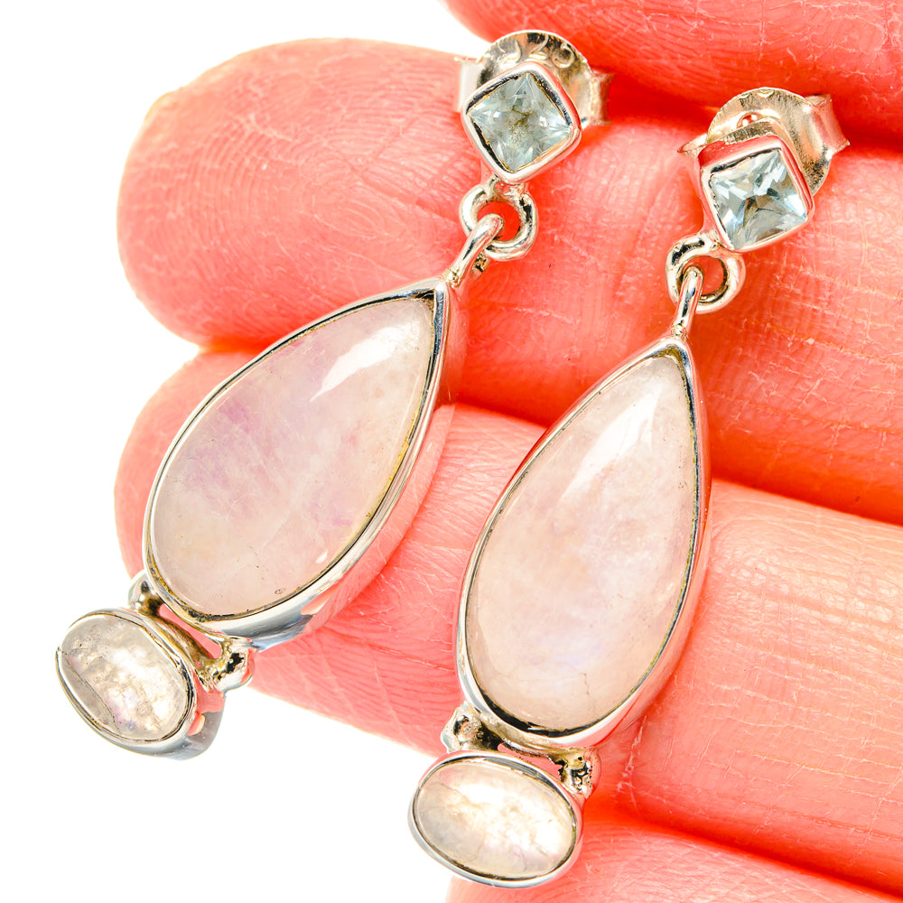 Rainbow Moonstone Earrings handcrafted by Anasilvercos - EARR422824