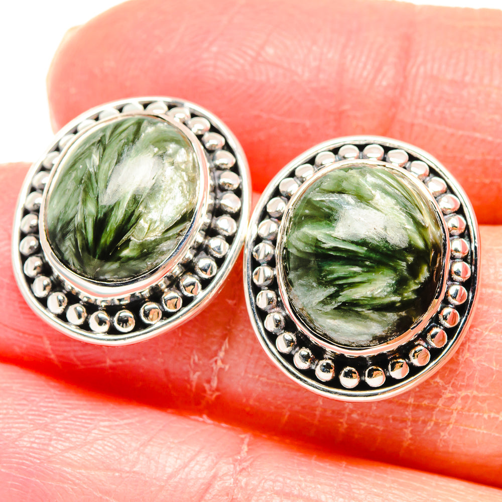 Seraphinite Earrings handcrafted by Anasilvercos - EARR422840