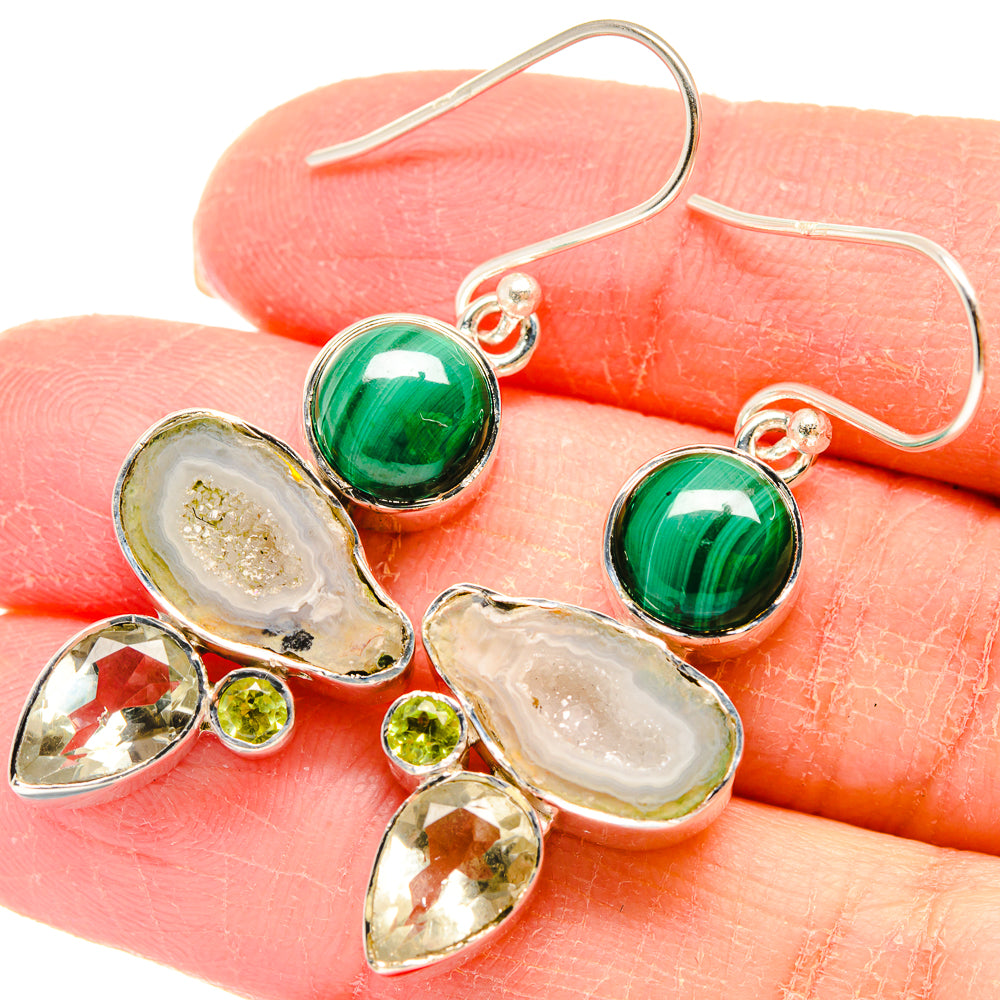 White Geode Slice Earrings handcrafted by Anasilvercos - EARR422864