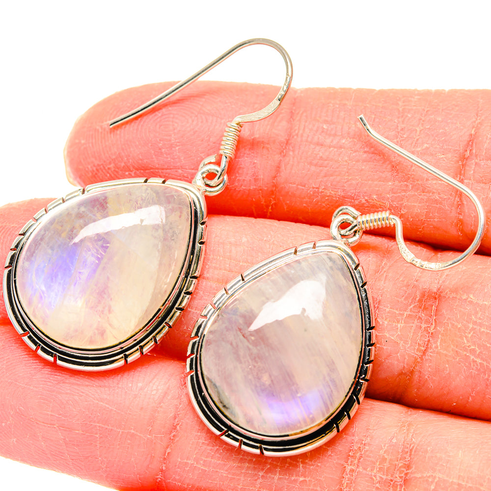 Rainbow Moonstone Earrings handcrafted by Anasilvercos - EARR422865