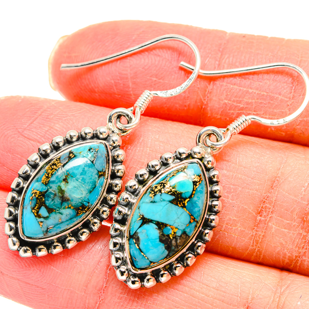 Blue Copper Composite Turquoise Earrings handcrafted by Anasilvercos - EARR422886