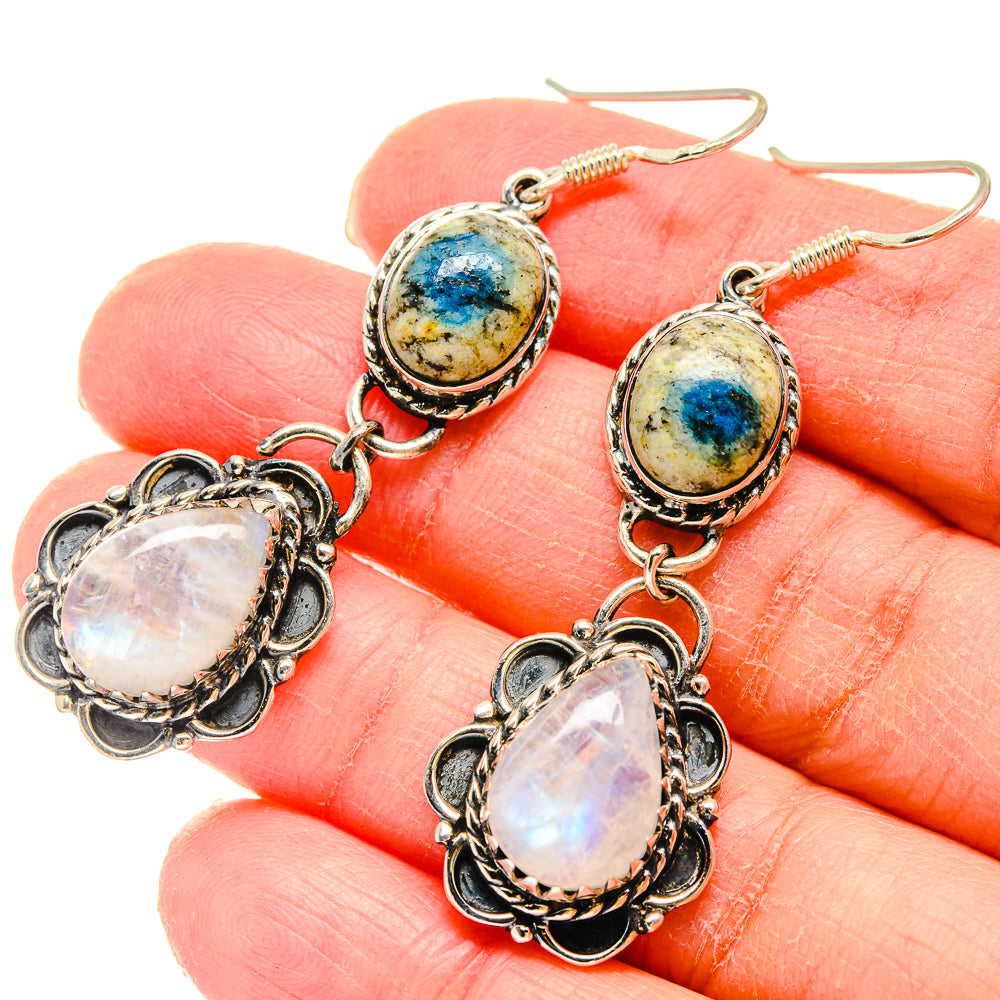 Rainbow Moonstone Earrings handcrafted by Anasilvercos - EARR422899