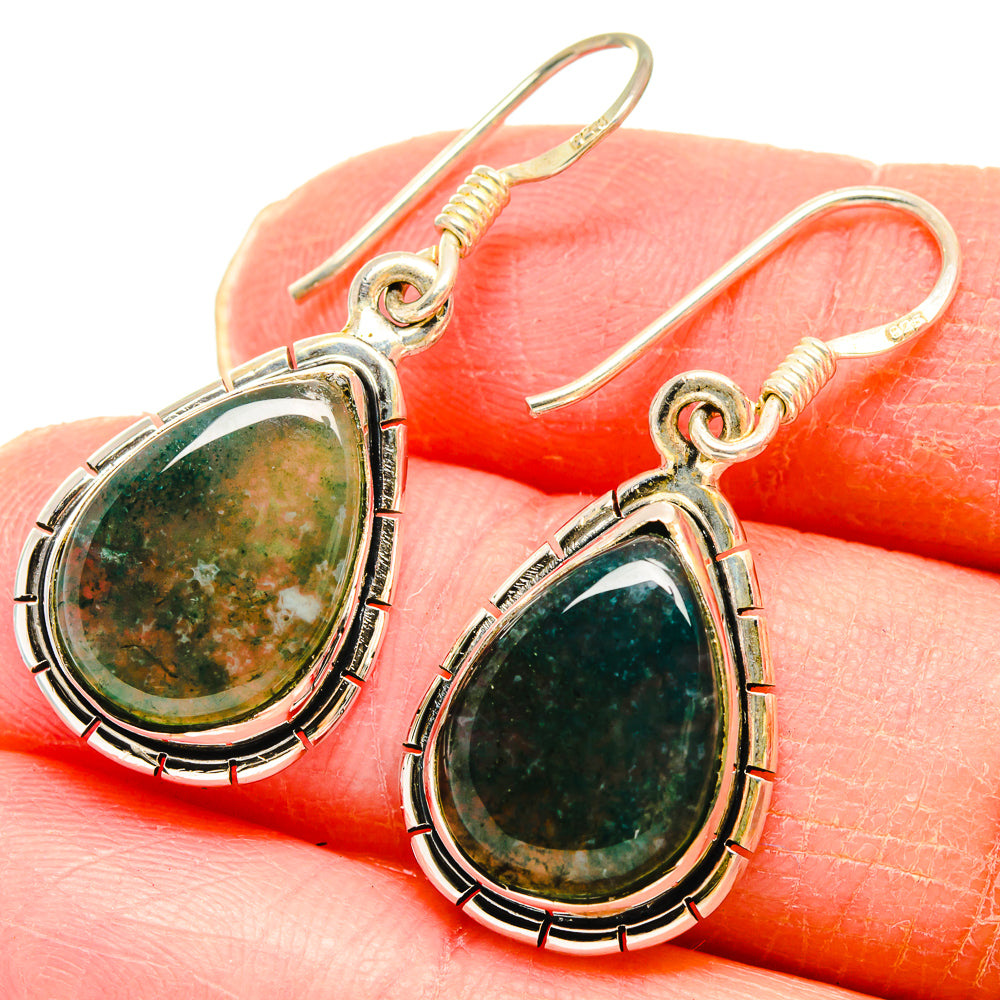 Green Moss Agate Earrings handcrafted by Anasilvercos - EARR422910